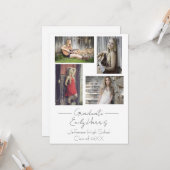 Vier Foto, Klasse Graduation Party Kaart (Voorkant / Achterkant in situ)