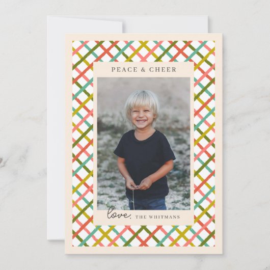 Vier foto kleurrijke moderne kruisen feestdagenkaart (Voorkant)