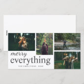 Vier foto | Merry Everything typografie vakantie Feestdagenkaart (Voorkant / Achterkant)