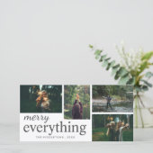 Vier foto | Merry Everything typografie vakantie Feestdagenkaart (Staand voorkant)