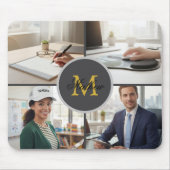 Vier Foto Monogram Gepersonaliseerde Muismat (Voorkant)