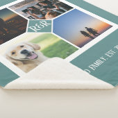 Vier foto sjabloon Monogram gepersonaliseerd groen Sherpa Deken (3/4)