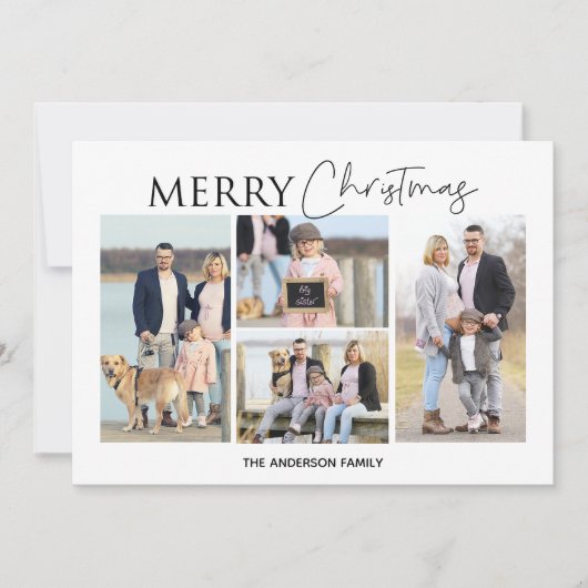 Vier foto vrolijke kerstkaart kaart (Voorkant)