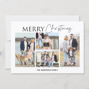 Vier foto vrolijke kerstkaart kaart