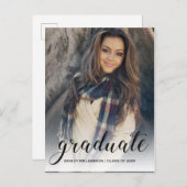 Vier foto witte ombre afstudeerfeest uitnodiging briefkaart (Voorkant / Achterkant)