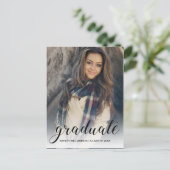 Vier foto witte ombre afstudeerfeest uitnodiging briefkaart (Staand voorkant)