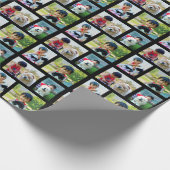 Vier fotocollage aangepaste kerstvakantie cadeaupapier (Hoek)