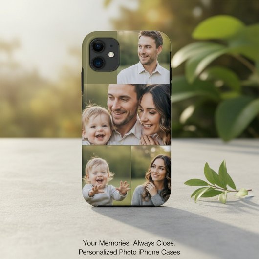 Vier fotocollage gepersonaliseerd familie Afbeeldi Case-Mate iPhone Case