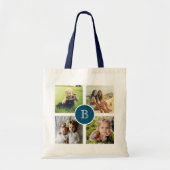 Vier Fotocollage met Initiaal, Custom Tote Bag (Voorkant)