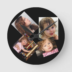 Vier Fotocollage-Sjabloon Ronde Klok