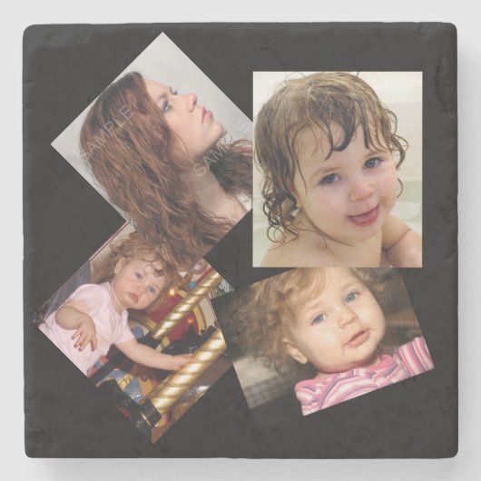 Vier Fotocollage-Sjabloon Stenen Onderzetter (Voorkant)
