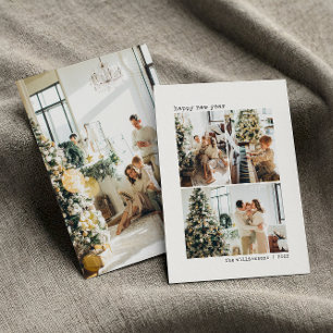 Vier fotocollage typemachine minimalistisch nieuwj feestdagenkaart