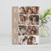 Vier foto's Beige Fa La La Christmas Kaart (Staand voorkant)