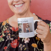Vier foto's bewerkbare tekst gepersonaliseerde lil koffiemok