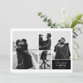 Vier foto's Blinde en Witte Typografie Weddenschap Kaart (Staand voorkant)