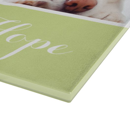 Vier foto's collage aangepaste glas snijplank (Hoek)