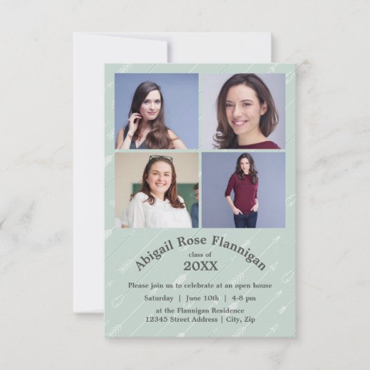 Vier Foto's Collage Arrows-3x5 Afstudeerder kondig Kaart (Voorkant)