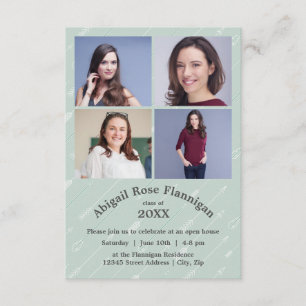 Vier Foto's Collage Arrows-3x5 Afstudeerder kondig Kaart