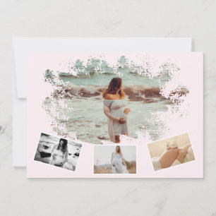 Vier foto's Collage Eenvoudige moeder om zwanger t Aankondiging