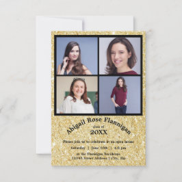 Vier foto's Collage Faux Gold-3x5Afstudeerder Aank Kaart