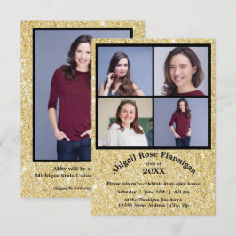 Vier foto's Collage Faux Gold-3x5Afstudeerder Aank Kaart