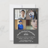 Vier foto's Collage Gray 3x5 - Afstuderen kondigen Kaart (Voorkant)