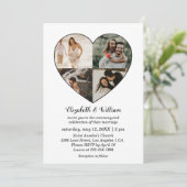 Vier Foto's Collage Heart Lijst Wedding Kaart (Staand voorkant)