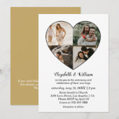 Vier Foto's Collage Heart Lijst Wedding Kaart (Voorkant / Achterkant)