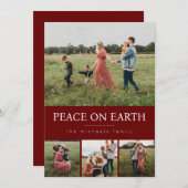 Vier foto's collage kerstkaart - Rood (Voorkant / Achterkant)