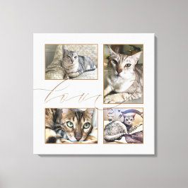 Vier foto's Collage Love Script White Canvas Afdruk