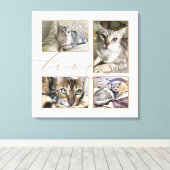 Vier foto's Collage Love Script White Canvas Afdruk (Insitu (Houten vloer))