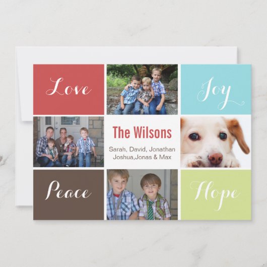 vier foto's collage Mod Holiday Flat-kaart Feestdagenkaart (Voorkant)