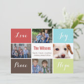 vier foto's collage Mod Holiday Flat-kaart Feestdagenkaart (Staand voorkant)