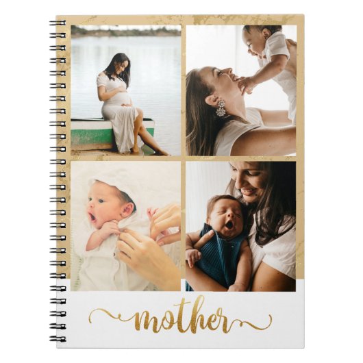 Vier foto's Collage New Mam Pregnancy Gift Notitieboek (Voorkant)