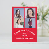 Vier foto's Collage Red - 3x5 Afstuderen Kaart (Staand voorkant)