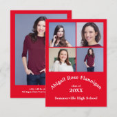 Vier foto's Collage Red - 3x5 Afstuderen Kaart (Voorkant / Achterkant)