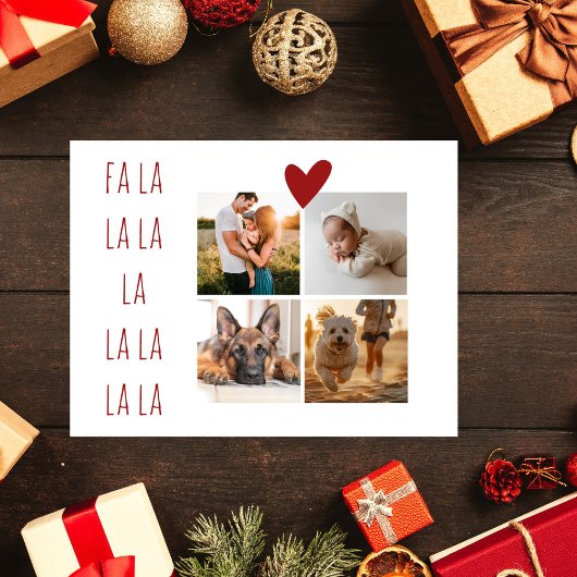 Vier foto's Collage Schattigee kerst Falala Feestdagenkaart