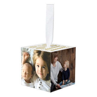 Vier Foto's en Jaar Kubus Ornament