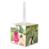 Vier Foto's en Jaar Kubus Ornament (Achter hoekig)