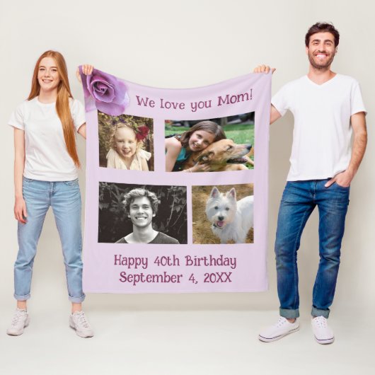Vier foto's gepersonaliseerde gezinsfleece deken (In situ)