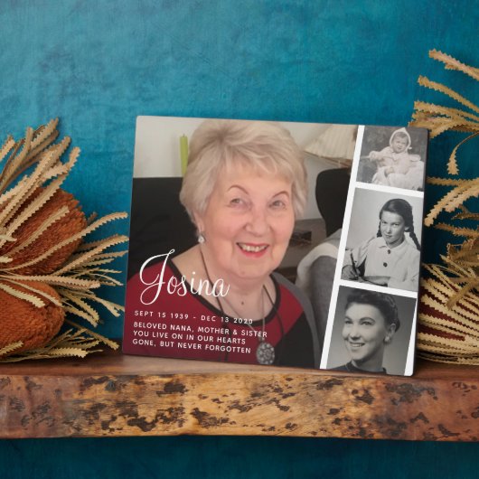 Vier foto's Memorial Plaque Fotoplaat (Zijkant)