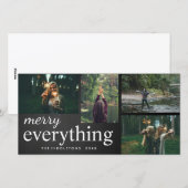 Vier foto's | Merry Everything Krijtbord Script Feestdagenkaart (Voorkant / Achterkant)