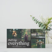 Vier foto's | Merry Everything Krijtbord Script Feestdagenkaart (Staand voorkant)