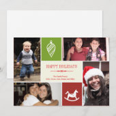 Vier foto's met collage favoriete dingen Kerstrood Feestdagenkaart (Voorkant / Achterkant)