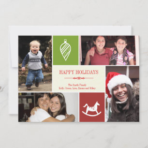 Vier foto's met collage favoriete dingen Kerstrood Feestdagenkaart