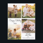 Vier foto's met minimalistische familie met kerstf briefkaart<br><div class="desc">Minimalistisch briefkaart met vier foto's met minimalistisch Briefkaart voor vier foto's met kerstmis,  eenvoudig met een modern kalligrafie,  niet-bewerkbaar kopje afbeelding,  de familienamen. De rug van het briefkaart wordt voorbereid voor het adres en langere bericht. Geweldig voor iemand die van moderne,  minimalistische fotofoto-briefkaarten houdt.</div>