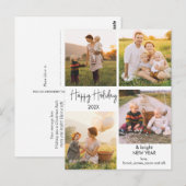 Vier foto's met minimalistische familie met kerstf briefkaart (Voorkant / Achterkant)