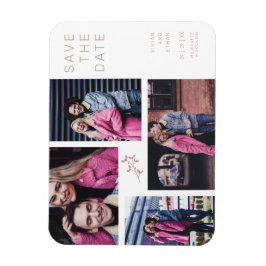 Vier foto's Modern Minimalist Collage Wedding Magneet