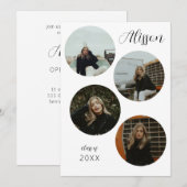 Vier foto's ronde afstudeeraankondiging kaart (Voorkant / Achterkant)