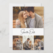 Vier foto's tweezijdig huwelijk save the date (Voorkant)